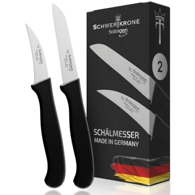 Imagen de Solingen Juego de 2 cuchillos rectos y curvados para verduras, cocina, cuchillo multiusos, acero inoxidable 3&quot;