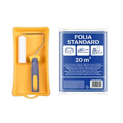 Imagen de HARDY WORKING TOOLS Kits de herramientas pintura, Rodillos Cubeta, Cubretodo e Rodillo antigota Espuma, Altura del pelo 7mm, Eslora 11cm, Diámetro 35mm, A0180 118000