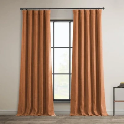 Imagen de HPD Half Price Drapes BOCH LN185 P Cortinas de Lino sintético para oscurecer la habitación (1 Panel), 50 x 84, Color Naranja Desierto