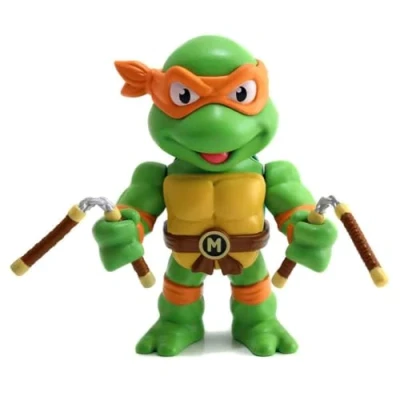 Imagen de Jada Figura Michelangelo de Tortugas Ninja, Articulada, 10 cm, Realizada en Metal Fundido a Presión, 100% Licencia Oficial, Coleccionismo, para Niños Partir 8 Años y Adultos