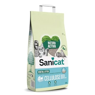 Imagen de Sanicat Lecho absorbente multipet de celulosa reciclada Absorción superior y control olores Producto ecológico biodegradable 10L Capacidad