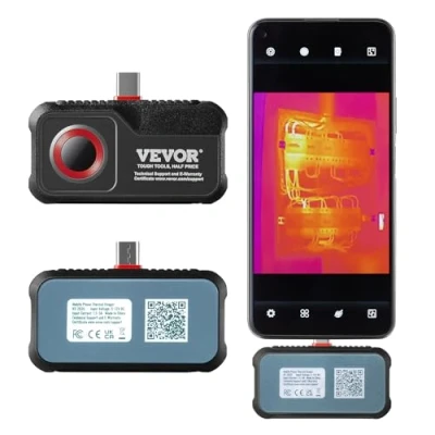 Imagen de VEVOR Cámara Térmica para Android, Resolución Infrarroja IR 256 x 192 con Visual, Frecuencia de Actualización 25 Hz Rango Temperatura 20C 550C, IP54 Smartphone, Tablet Tipo C