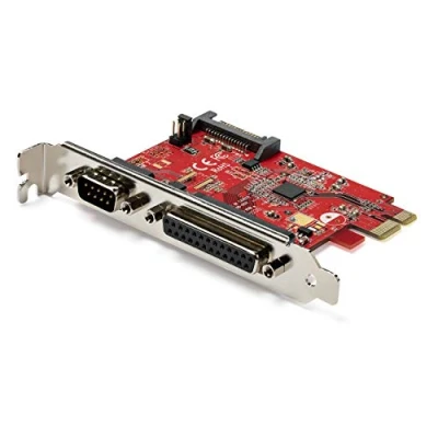 Imagen de StarTech.com Tarjeta PCIe con Puerto Serie y Paralelo, Express Combo 1 DB25 Paralelo DB9 RS232 Serie, de Expansión Serial para Impresora LPT1 (PEX1S1P950)