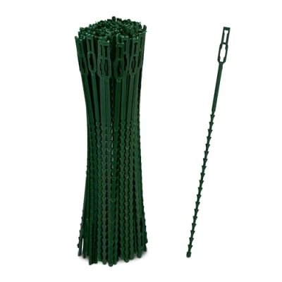 Imagen de Relaxdays Pack 200 Bridas Plástico, 23 cm, Sujetadores para Atar Plantas, Ajustables, Reutilizables, Tutores, Verde