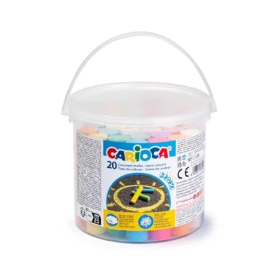 Imagen de CARIOCA Bote con Tizas Maxi de Color sin Polvo Colores brillantes, Lavables y Fáciles Borrar 20 piezas