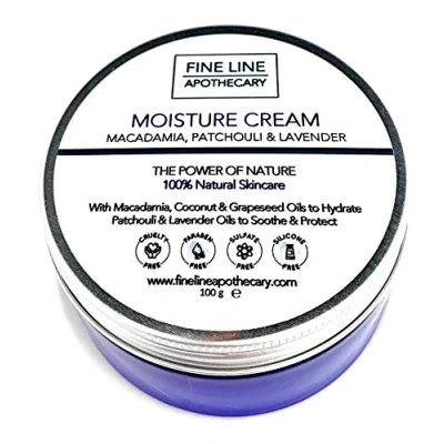 Imagen de 99% Natural CREMA HIDRATANTE FACIAL MACADAMIA, PACHULI &amp; LAVANDA 100 g de Fine Line Apothecary. Calma y Protege la Piel Seca e Irritada. pH 5.5 para Sensible, Atópica. Refuerza el Microbioma