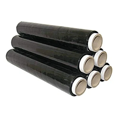 Imagen de 6 Rollos 1,5 kg Stretch pantalla negro 125 m longitud 23 my ancho 50 cm Top calidad