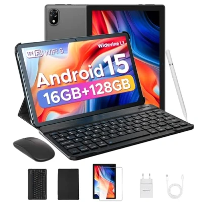 Imagen de DOOGEE U10 Andriod 15 Tablet 10 Pulgadas con Teclado, WiFi 6 Tableta para Niños, 16GB +128GB, 1280 * 800 IPS/ 5060mAh/ Widevine L1/Face ID/OTG/BT 5.0/ 8MP+5MP Tablets Infantil 2025 Funda &amp; Raton