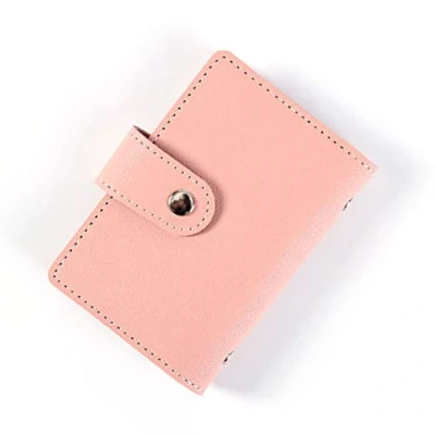 Imagen de Tarjetero de piel sintética con múltiples compartimentos para tarjetas visita, monedero 24 crédito, color rosa