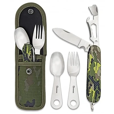 Imagen de Tiendas LGP, ALBAINOX 33044 Set Cubiertos multiusos, Navaja, Cuchara y Tenedor, Bushcraft