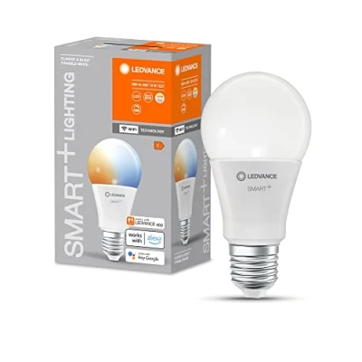 Imagen de LEDVANCE SMART+ Lámpara LED WIFI,mate, 9 W, 806 lm, forma de lámparaclásica con casquillo E27, luz blanco dinámico, regulable, control por app o voz, vida útil hasta 20.000HR,Paquete 4