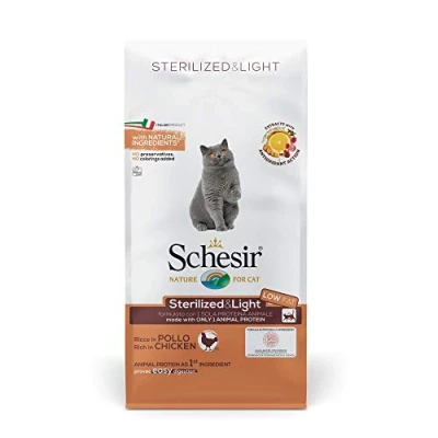Imagen de Schesir, Comida Seca para Gatos esterilizados o en Sobrepeso con Pollo Bolsa De 10 Kg