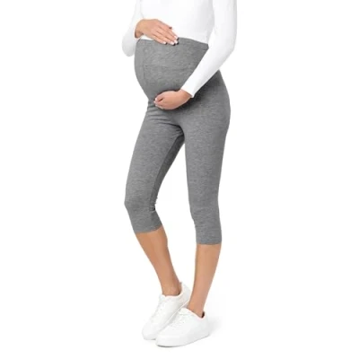 Imagen de Be Mammy Leggins Premamá 3/4 para Mujer Embarazada Mallas Capri Maternidad Leggings Pirata Lactancia Ropa Deportiva Embarazo BE20 229 (Melange Medio, S)