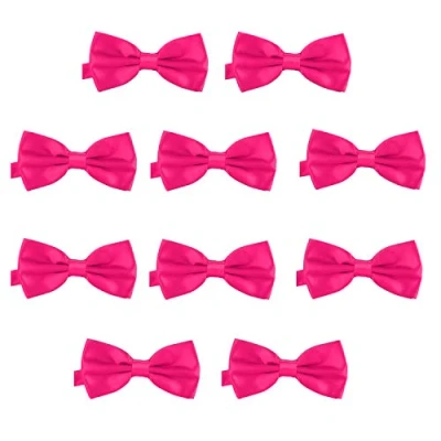 Imagen de DonDon Set de 10 Pajarita para hombre 12 x 6 cm ajustable y lista usar Rosa 2