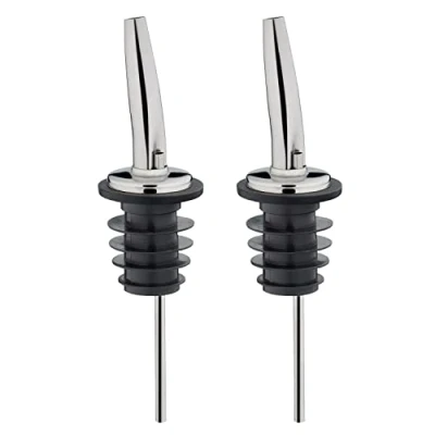 Imagen de Westmark 2 Boquillas de botella para servir bebidas espirituosas/aceite/vinagre, con tubo aire, Metal, acero inoxidable, Corchos plástico, Inox Gastro, Plateado, 47322280