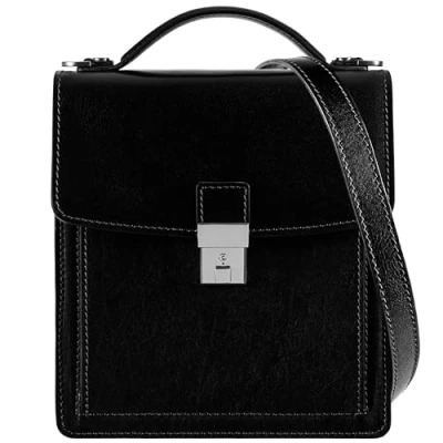 Imagen de Time Resistance Bolso Bandolera para Hombre y Mujer de Piel Maletín Portadocumentos Mano en Cuero