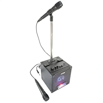 Imagen de PARTY Light &amp; Sound SINGTOGETHER Kit de karaoke con 2 micrófonos y soporte Negro