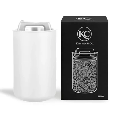 Imagen de lata de café hermética para 1 kg granos con tapa al vacío (recipiente café, té, acero inoxidable almacenamiento cierre aroma, recipiente 1000 g café), color