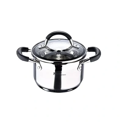 Imagen de MasterPro Foodies Cacerola de 1.8L, 16 x 10 cm, Acero Inoxidable, Revestimiento Antiadherente, Mango ergonómico, Apto para toda tipo cocinas incluido inducción, Libre tóxicos