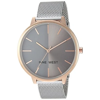 Imagen de Nine West Reloj de Pulsera Malla con Esfera Sunray, NW/1981, Plata
