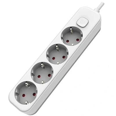 Imagen de Base Blanca múltiple con Interruptor + 4 Tomas schuko y Cable de 1,5 m