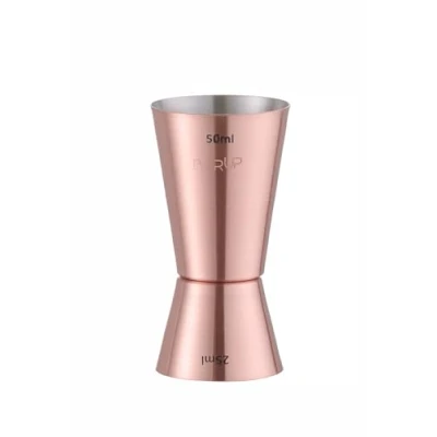 Imagen de HENDI Jigger doble 25/50ml, BarUp, vaso medidor de cócteles, dosificador barra, barman, bar, bebidas, cocktails, ø42x(H)86mm, acero inoxidable enchapado en cobre
