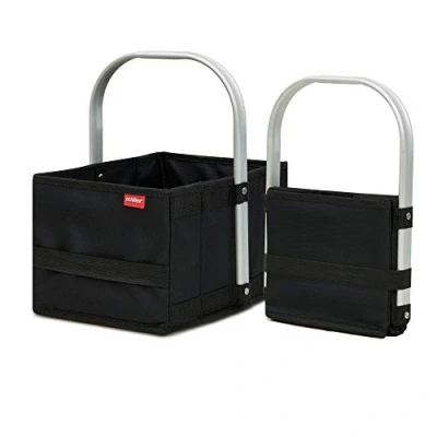 Imagen de achilles cesta de la compra pequeña para niños, plegable con asa aluminio, picnic Negro 30cm x 20cm 17cm