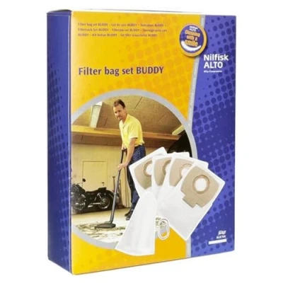 Imagen de SOS Accessoire Recambio Caja de 4 bolsas + 1 filtro agua Buddy (158199 34324) para aspirador 302002403 Nilfisk