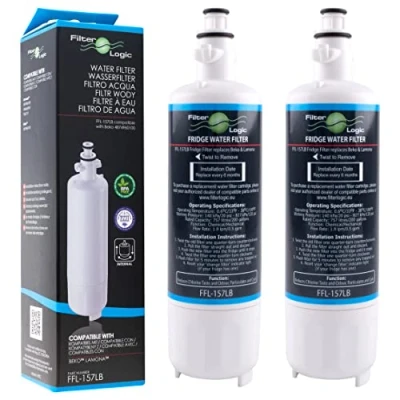 Imagen de 2x FilterLogic FFL 157LB Filtro de agua compatible con cartucho 4874960100 para frigorífico Beko, Grundig, Kuppersbusch, Smeg refrigerador frigo 4 puertas