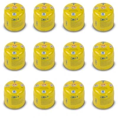 Imagen de Z.M.C 12 cartuchos de gas butano 190 g, tipo C200 EN417, con válvula seguridad, cartucho gas, ideal para quemadores hornillos camping, soplete, quemador