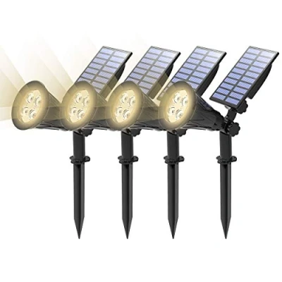 Imagen de T SUN 4 Unidades Foco Solar, Impermeable Luces Solares Exterior, Luz de Jardín, 2 Modos Iluminación Opcionales, Blanco Natural 4000K, Proyecto Solar para Entrada, Camino.