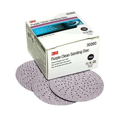 Imagen de 3M Hookit Purple Clean Disco de lijado 343U, 30260, 3 pulgadas, P800, 50 discos por caja
