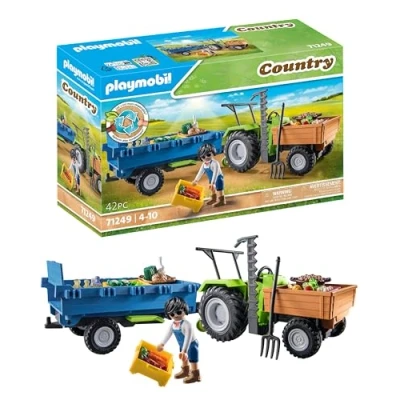 Imagen de PLAYMOBIL Country 71249 Tractor con Remolque Incl, Cajas de Transporte, Verde para la Granja ecológica, Juguete sostenible niños a Partir 4 años