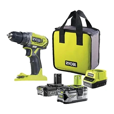 Imagen de RYOBI Taladro/Atornillador Inalámbrico 18V ONE+ 2 Velocidades Se Entrega con 1 Batería Litio+ 2,0Ah y 4,0Ah, Cargador Bolsa de Almacenamiento R18DD2 242S