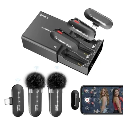Imagen de SYNCO Micrófono Inalámbrico Lavalier Tipo C, P2ST de Solapa con Estuche Carga Plug and Play para Móvil Tableta, Smartphone