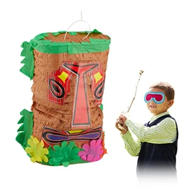 Imagen de Relaxdays Tiki, Grande Cumpleaños para Rellenar y Golpear, Hawái, Piñata Colgante, café, Multicolor, Pinata Mexiko Gott (10031480)