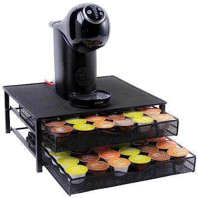 Imagen de Gadgy Porta Capsulas Dolce Gusto Portacapsulas para 72 Capsules Organizador De Cafe Antideslizante Y A Prueba Golpes Metal Negro