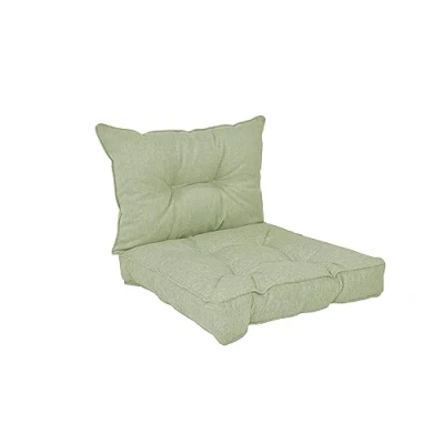 Imagen de POKAR Cojines Lounge Exterior Cojin Asiento Muebles Jardín para Silla, Set de 2: 60x60x10 cm + Respaldo 60x40x10 cm, Verde