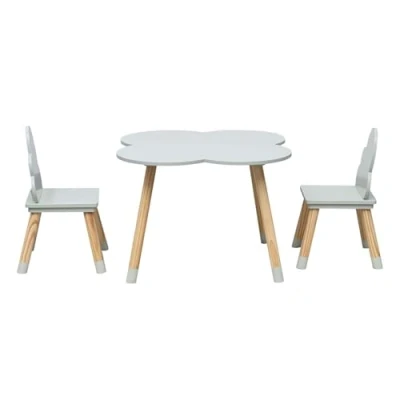Imagen de Rebecca Mobili Set de Mesa Centro y 2 Sillas para Niños, Verde Marrón, MDF Pino, Habitación Infantil, Sala Juegos Dimensiones: 44 x 60 cm / 50 25 Art. RE6900