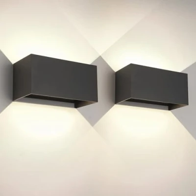 Imagen de 2 Piezas 25W LED Aplique Pared Exterior Interior IP65 Impermeable Apliques Lámpara de Aluminio Moderno Negro 4000k luz Natural, Ángulo Ajustable, Fácil instalar