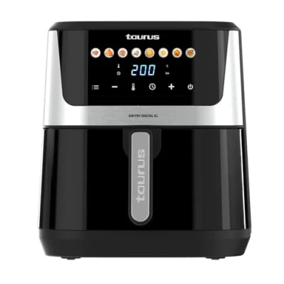 Imagen de Taurus Freidora aire Air Fry Digital XL 1700W 8L 8 Programas Pantalla táctil Avisador Acústico Cocción Uniforme Libre BPA y PFOA Asa toque frío Recetario online