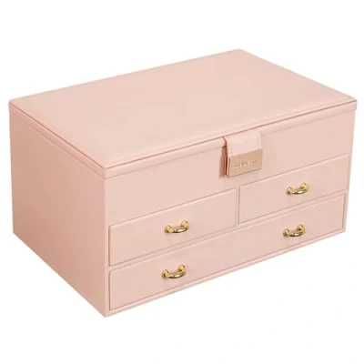 Imagen de ADEL DREAM caja de joyería, joyería 3 niveles con hebilla oro rosa, almacenamiento cuero PU, regalo terciopelo suave para sus seres queridos y amigos Pink 11 2