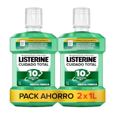 Imagen de Listerine Protección Dientes y Encías (pack de 2 x 1L), enjuague bucal con flúor, colutorio 24 horas protección, elixir para un aliento fresco duradero