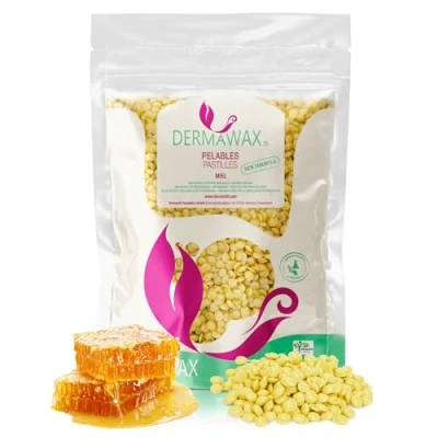 Imagen de Dermawax 1 kg Miel perla de Cera caliente depilatoria caliente, para pieles sensibles et normal, áreas faciales axilas, sobre, La carrocería completa Depilación brasileña