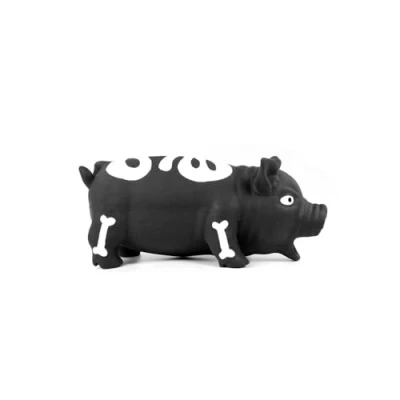Imagen de Record Juguete para Perros de látex con Esqueleto Horror, Cerdo Interactivo Animales Material Resistente Color Negro Tamaño: 22 cm