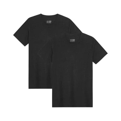 Imagen de DANISH ENDURANCE Camisetas de Algodón Orgánico para Hombre, Cuello Redondo o en V, Manga Corta, 2 Pack, Negro, L
