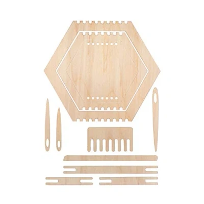 Imagen de Rayher Set telar de madera Wabe, 11 piezas, 12,3 20 cm, 3 cuadros, incluye accesorios, 63124505
