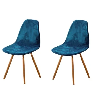 Imagen de Highdi Fundas para Sillas de Comedor Elásticas, 2 Piezas Ajustables Terciopelo Funda Silla Nordica Cocina Azul Protectoras Escandinavas