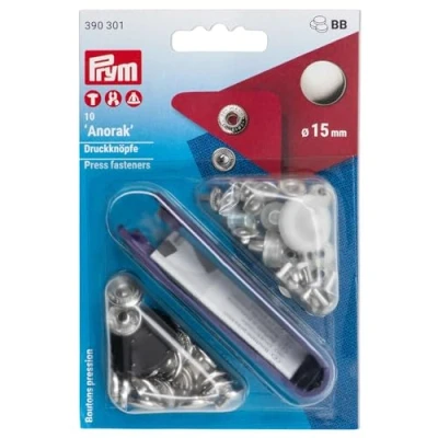 Imagen de Prym Campingartikel Druckknöpfe Anorak 15 Mm Silberfarbig Botón NF latón Plateado, Unisex, Unico