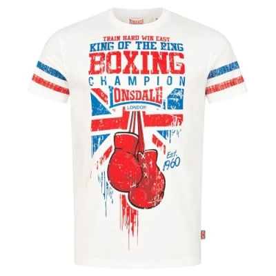 Imagen de Lonsdale Normale Passform Crugmeer Camiseta estampada, Hombre, Talla: Large, White red blue